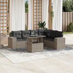 vidaXL Salon de jardin avec coussins 7 Pièces gris clair résine tressée