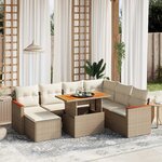 vidaXL Salon de jardin avec coussins 8 Pièces beige résine tressée