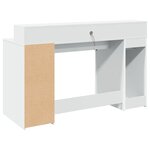 Bureau table poste de travail meuble d'ordinateur informatique étude avec lumières LED 140 x 55 x 91 cm bois d'ingénierie blanc 02_0023406