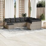 vidaXL Salon de jardin avec coussins 10 Pièces gris clair résine tressée