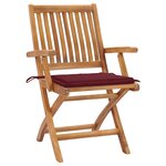 vidaXL Chaises pliables de jardin avec coussins lot de 8 Teck solide