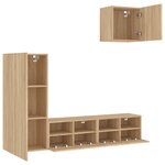 vidaXL Unités murales TV 4 Pièces chêne sonoma bois d'ingénierie
