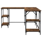 vidaXL Bureau chêne fumé 139x139x75 cm bois d'ingénierie