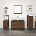 Ensemble de meubles de salle de bains 3 pièces en bois d'ingénierie chêne brun