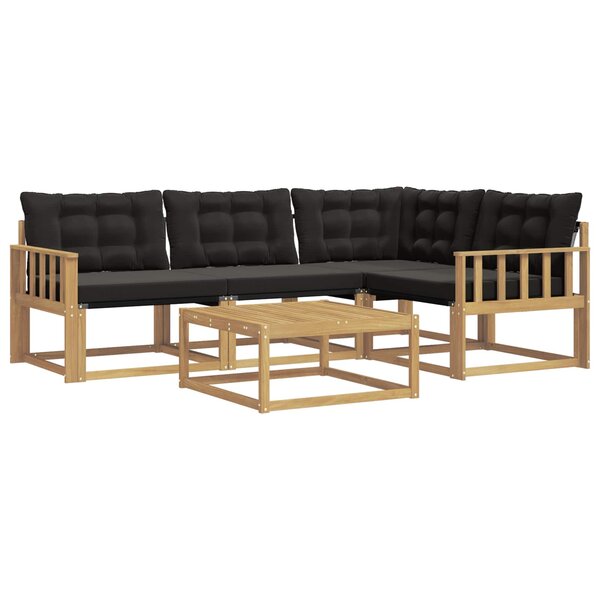 vidaXL Ensemble de canapés d'extérieur 5 pc Blanc et noir
