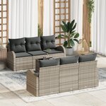 Ensemble de Canapé de Jardin 7 Pièces avec Coussins Gris Clair en Rattan Synthétique