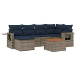 vidaXL Salon de jardin 7 Pièces avec coussins gris résine tressée