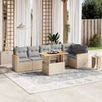 vidaXL Salon de jardin avec coussins 7 Pièces beige résine tressée