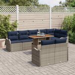 vidaXL Ensemble de canapé de jardin 9 Pièces Gris et bleu marine
