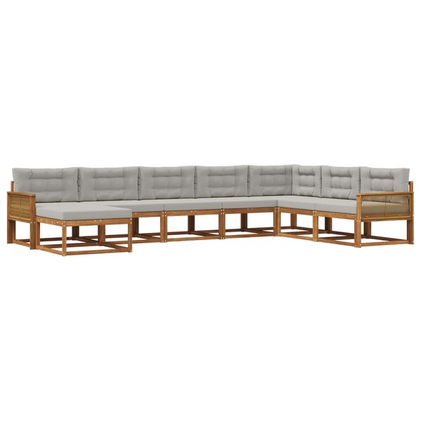 vidaXL Ensemble de canapés d'extérieur 8 Pièces Naturel et gris clair