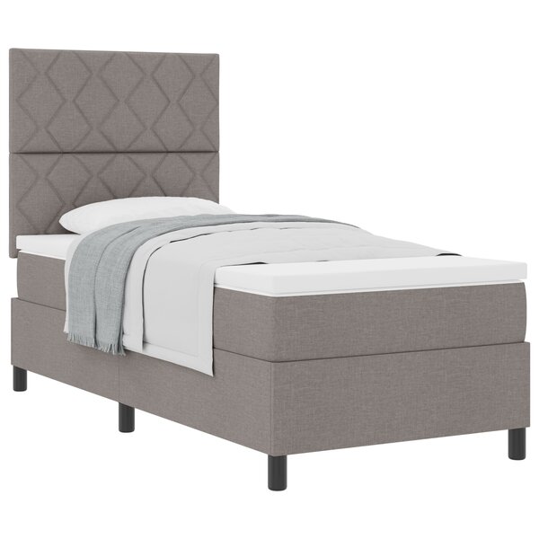 vidaXL Lit à ressorts avec matelas Taupe Simple Tissu