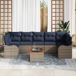 vidaXL Ensemble de canapé de jardin avec coussin 8 Pièces Gris polyrotin
