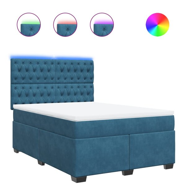vidaXL Sommier à lattes de lit et matelas bleu 140x200 cm velours