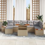 vidaXL Ensemble de salle à manger de jardin 8 pièces avec coussins Beige en poly rattan et acacia