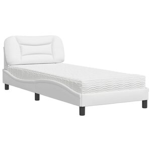 vidaXL Lit avec matelas Hvar blanc 90x200 cm similicuir