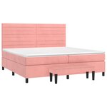 vidaXL Sommier à lattes de lit avec matelas Rose 200x200 cm Velours