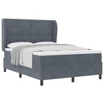 vidaXL Lit à ressorts avec matelas Gris foncé 190 x 140 cm Velours