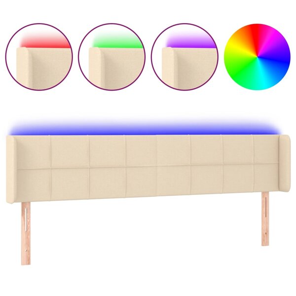 vidaXL Tête de lit à LED Crème 203x16x78/88 cm Tissu