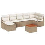 vidaXL Ensemble de canapé de jardin 8 Pièces Beige Poly rotin