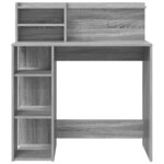 vidaXL Bureau avec rangement Sonoma gris 90 x 48 x 101 5 cm