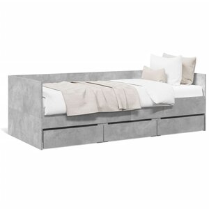 vidaXL Lit de jour avec tiroirs sans matelas gris béton 100x200 cm