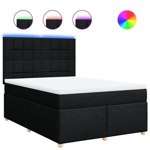 vidaXL Sommier à lattes de lit avec matelas Noir 140x200 cm Tissu