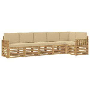 vidaXL Ensemble de canapés d'extérieur 6 Pièces Blanc et Beige