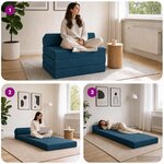 vidaXL Canapé-lit pliable Bleu 200 x 70 x 10 cm Velours