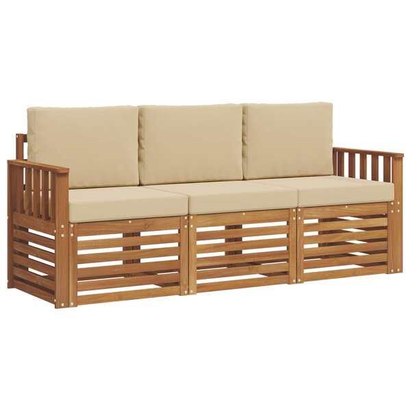 vidaXL Ensembles de canapés 3 pc Naturel et Beige Bois d'Acacia Massif