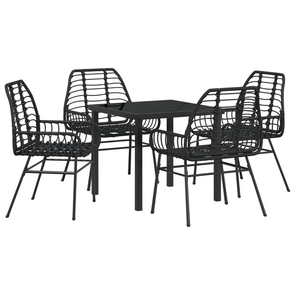 vidaXL Ensemble de salle à manger de jardin 5 pièces noir poly rattan