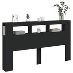 vidaXL Tête de lit à LED noir 180x18 5x103 5 cm bois d'ingénierie