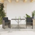 vidaXL Ensemble de bistro 3 Pièces avec coussins gris résine tressée