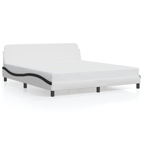 vidaXL Cadre de lit Dover blanc et noir 180x200 cm similicuir