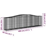 vidaXL Paniers à gabions arqués 3 Pièces 400x50x100/120 cm Fer galvanisé