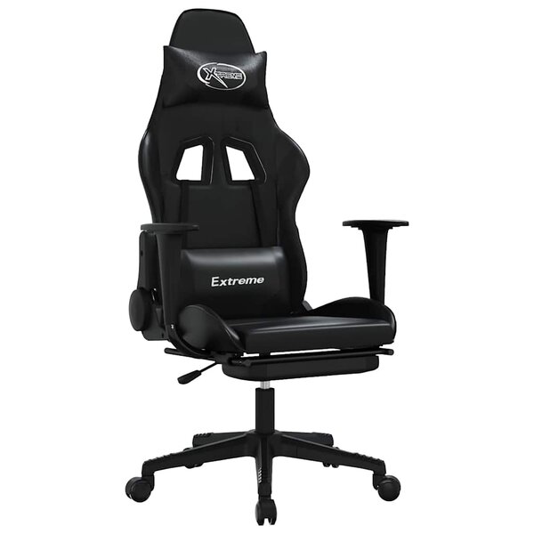 vidaXL Chaise de jeu de massage avec repose-pied Noir Similicuir