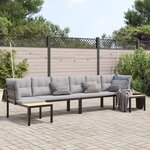 vidaXL Salon de jardin avec coussins 4 Pièces noir acier enduit de poudre