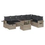 vidaXL Salon de jardin 9 Pièces avec coussins gris clair résine tressée