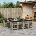 vidaXL Ensemble à manger de jardin et coussins 9 Pièces gris clair rotin