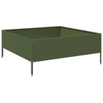 vidaXL Lit surélevé de jardin vert olive 100x100x25 cm acier