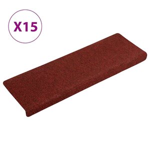vidaXL Tapis d'escalier autocollants 15 pièces 65 x 21 x 4 cm Bordure rectangulaire rouge bordeaux