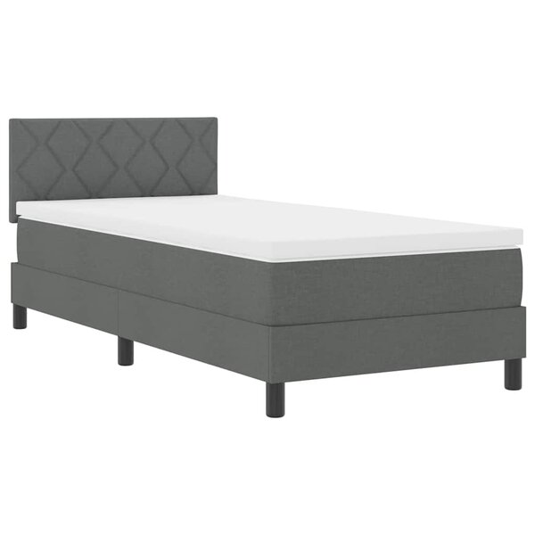 vidaXL Lit à sommier avec matelas & LED gris foncé 100x200 cm tissu