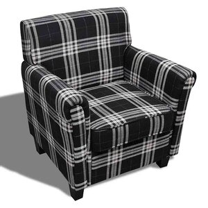 vidaXL Fauteuil avec coussin Noir Tissu