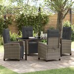 vidaXL Ensemble de salle à manger pour jardin 5 Pièces Gris polyrotin