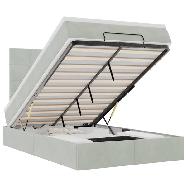 vidaXL Cadre de lit ottoman et matelas gris clair 120x200 cm velours