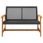 vidaXL Banc de jardin noir 112 cm résine tressée et bois d'acacia