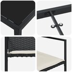 vidaXL Ensemble de Dîner de Jardin 5 Pièces avec Coussins Noir Rotin Poly