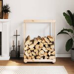vidaXL Porte-bûches avec roulettes 76 5x40x108 cm bois massif de pin