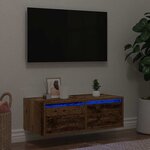 vidaXL Meuble TV avec lumières LED vieux bois 75x35 5x25 cm