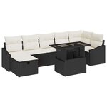 vidaXL Ensemble de canapé de jardin 8 Pièces Noir polyrotin