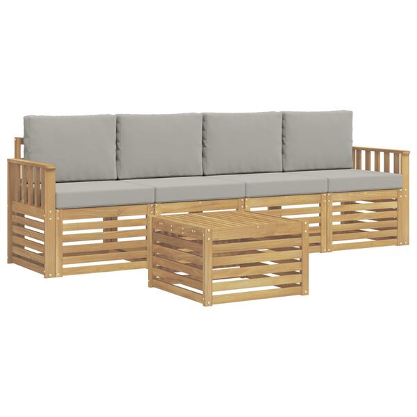 vidaXL Ensemble de canapés d'extérieur 5 pc Blanc et gris clair